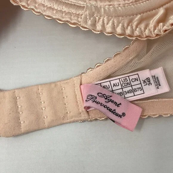 Agent Provocateur Helene Peach Silk Bra 34B - Picture 15 of 16